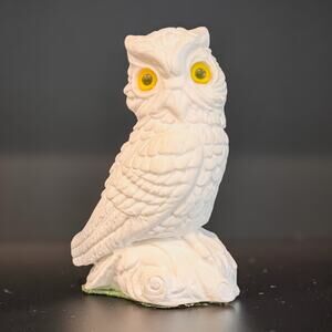 Mid-Century Italian Sandstone Owl Statue, 5”H x 3.5”W